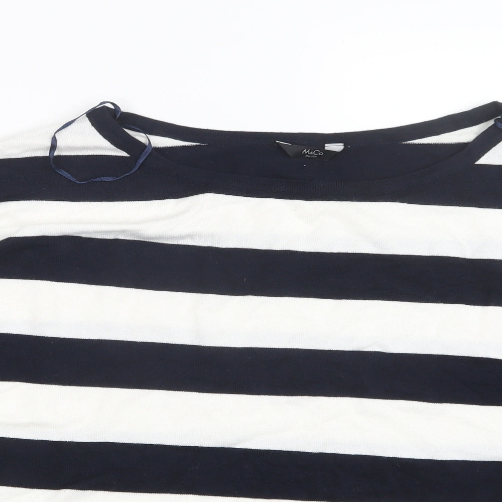 M&Co Womens Blue Striped Knit Pullover Jumper Size 12