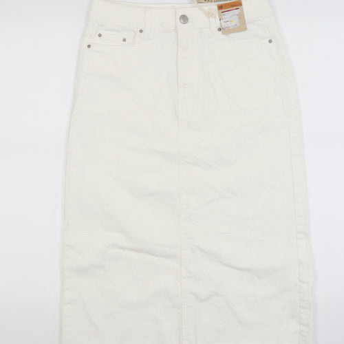 M&S Womens White   A-Line Skirt Size 10