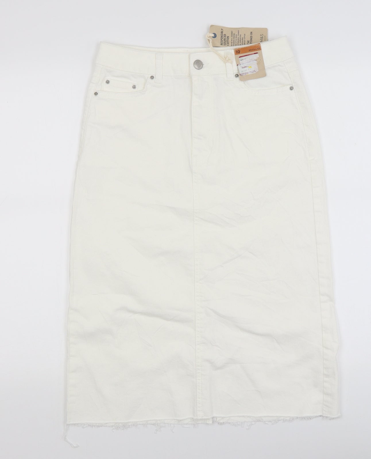 M&S Womens White   A-Line Skirt Size 10
