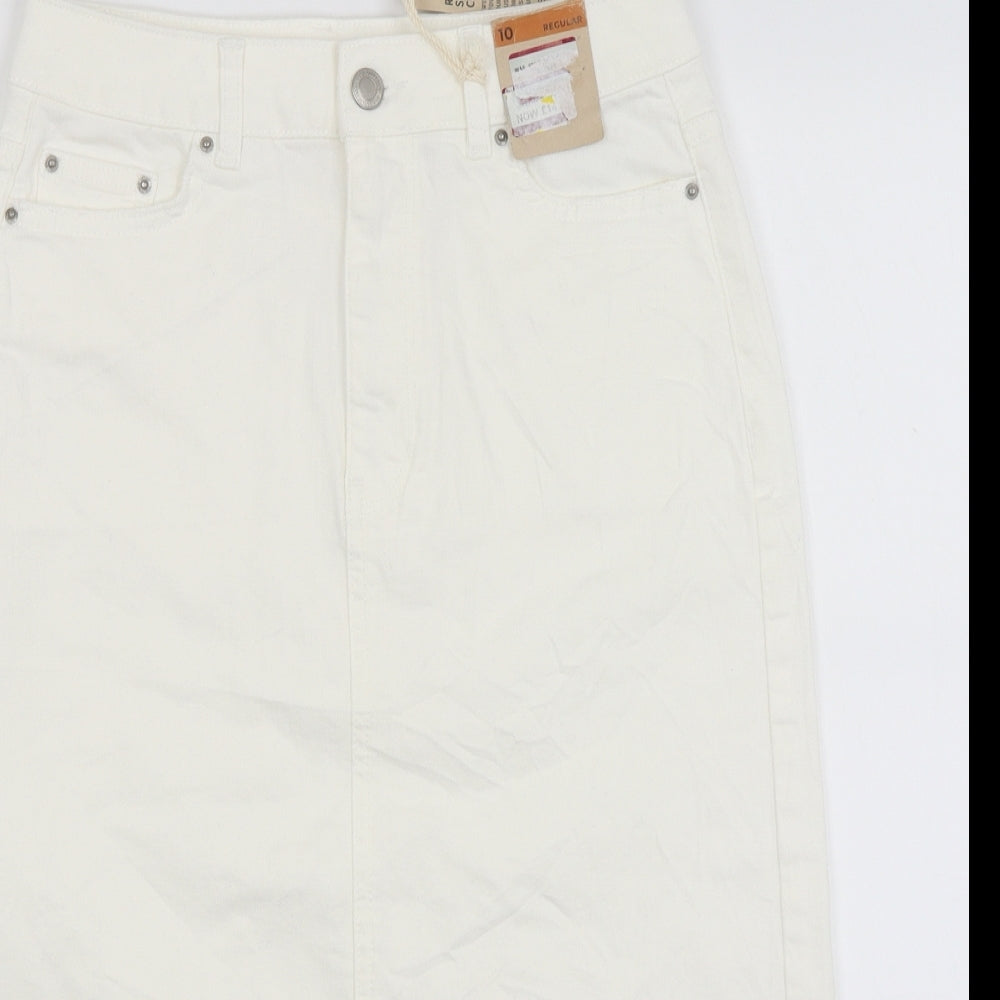 M&S Womens White   A-Line Skirt Size 10