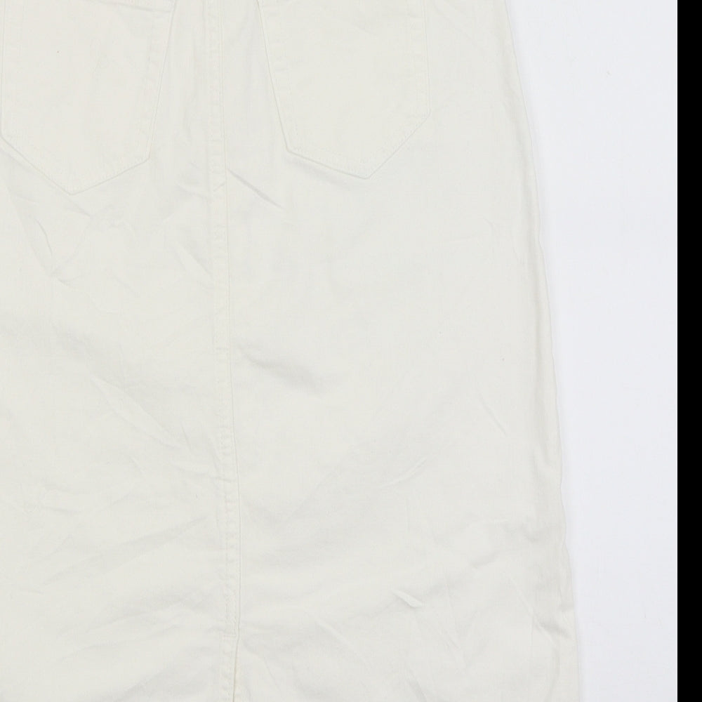M&S Womens White   A-Line Skirt Size 10