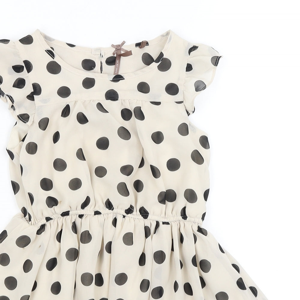 NEXT Girls Ivory Polka Dot  Fit & Flare  Size 6 Years