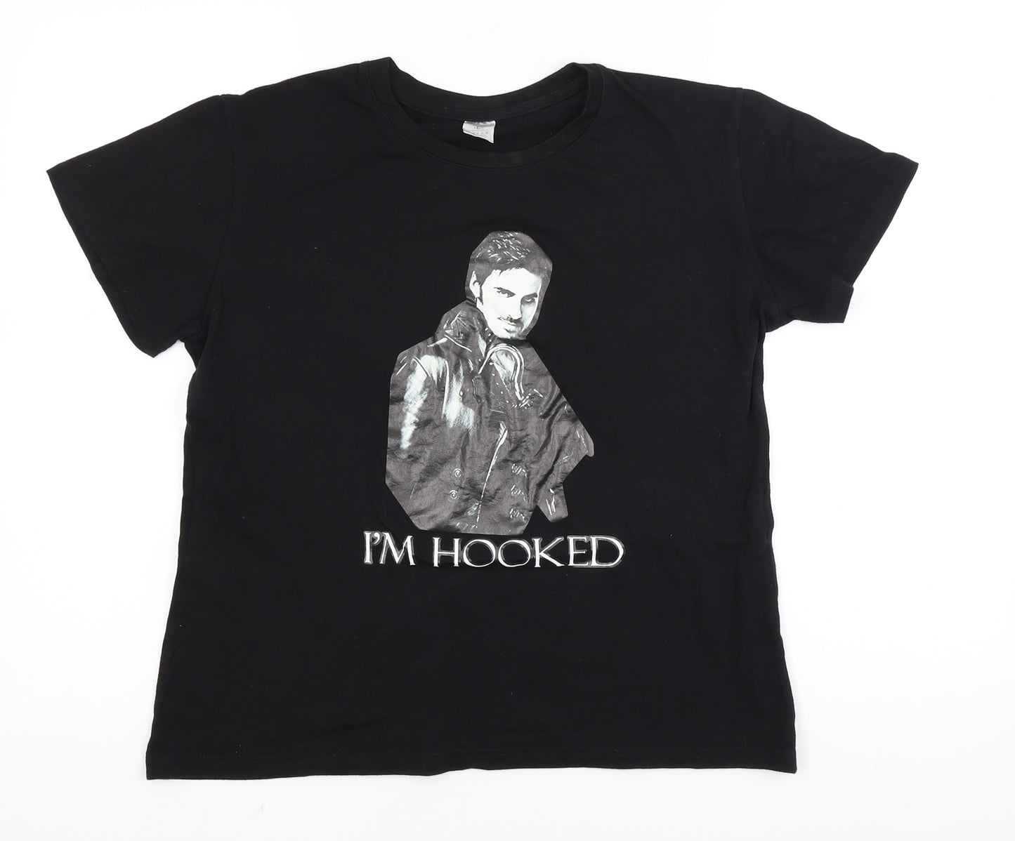 Preworn Womens Black   Basic T-Shirt Size L  - I'm hooked