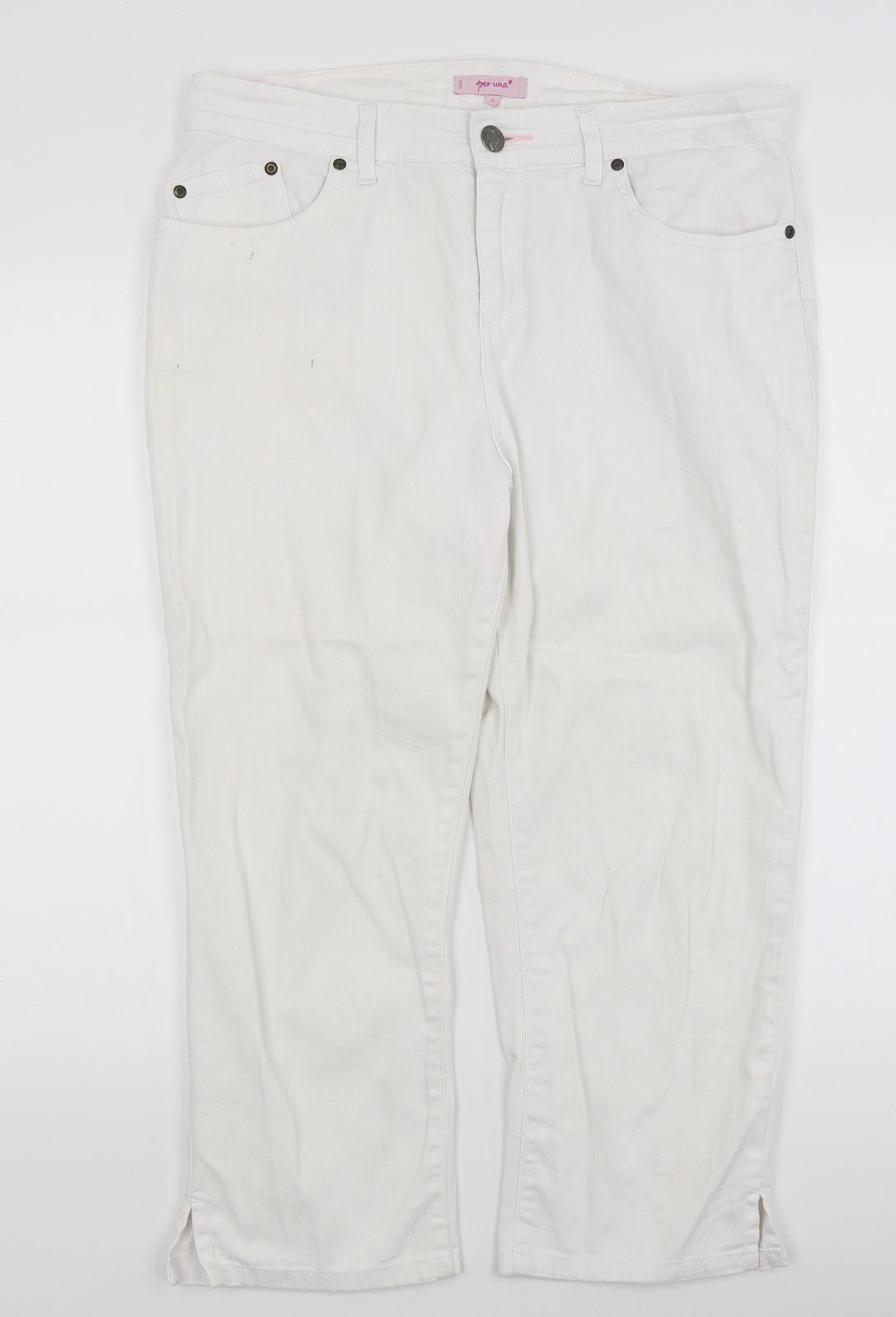 Per Una Womens White   Cropped Jeans Size 14 L24.5 in