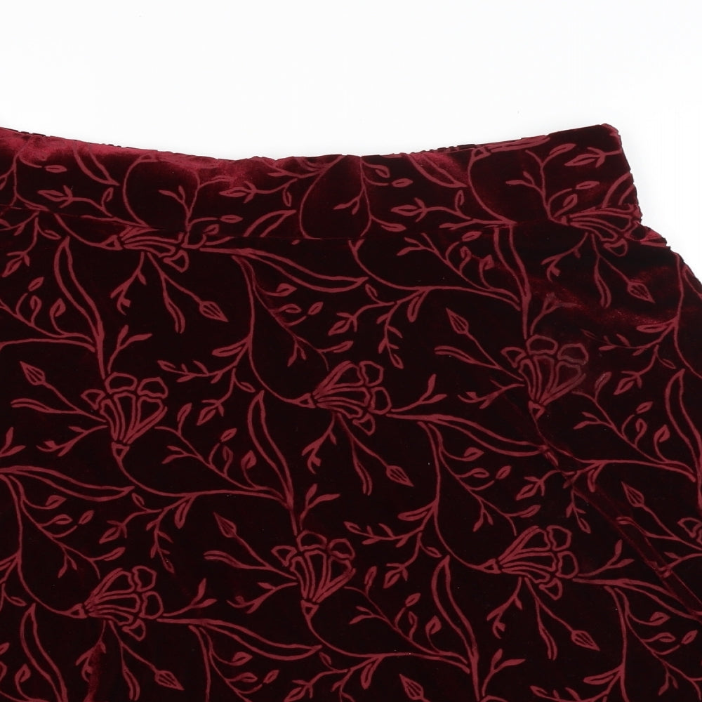 M&S Womens Red Floral  A-Line Skirt Size 14