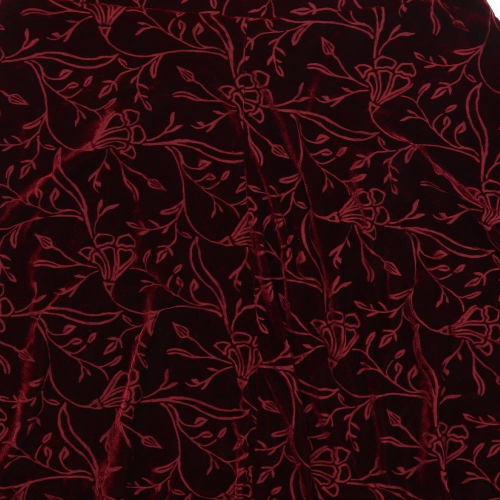 M&S Womens Red Floral  A-Line Skirt Size 14