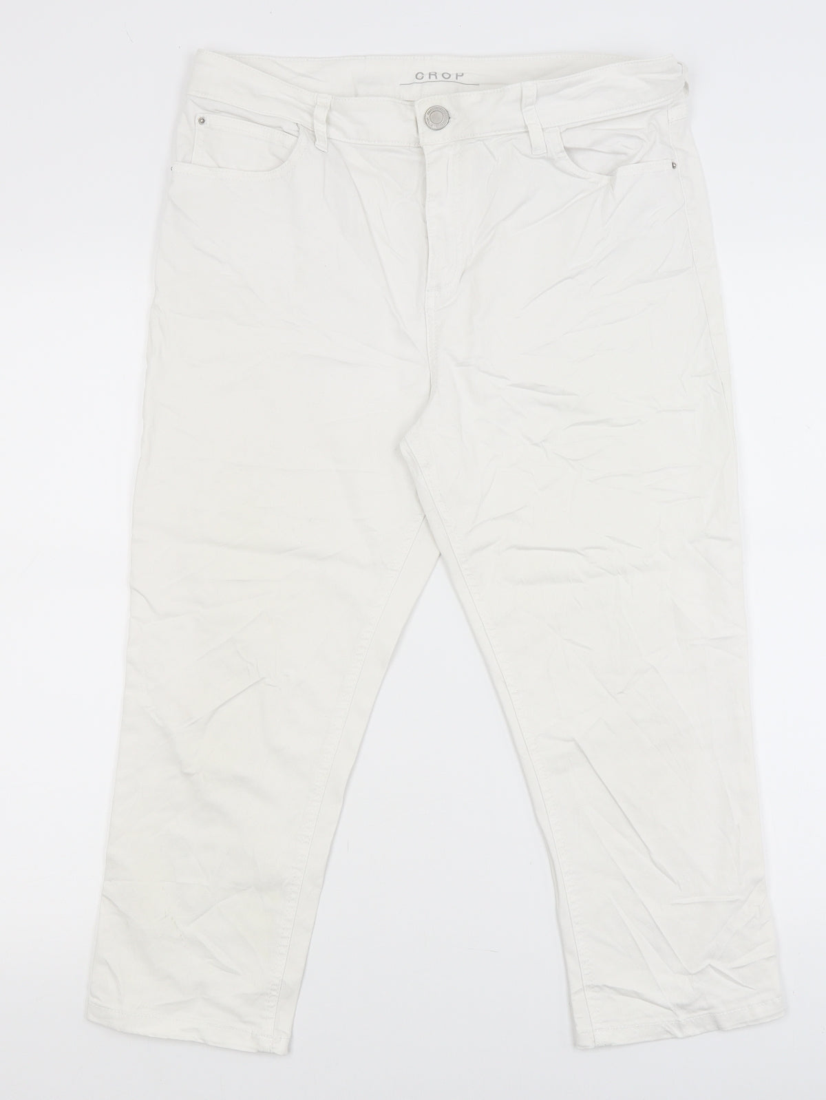 M&S Womens White   Cropped Jeans Size 14 L21 in
