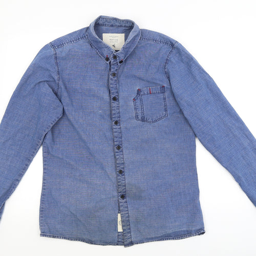 Native Youth Mens Blue    Button-Up Size M