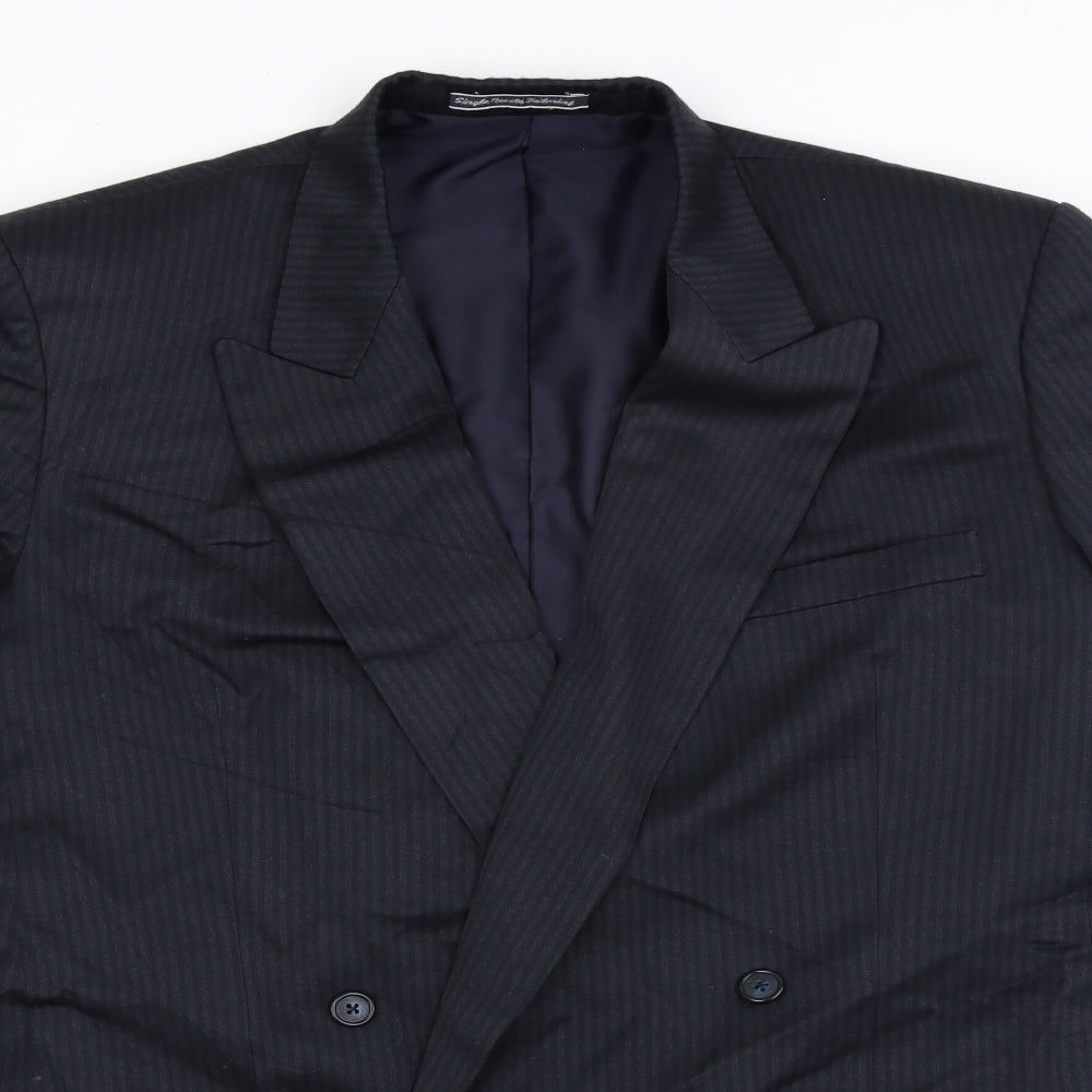 Peterson's Collection Mens Black Striped  Jacket Blazer Size L