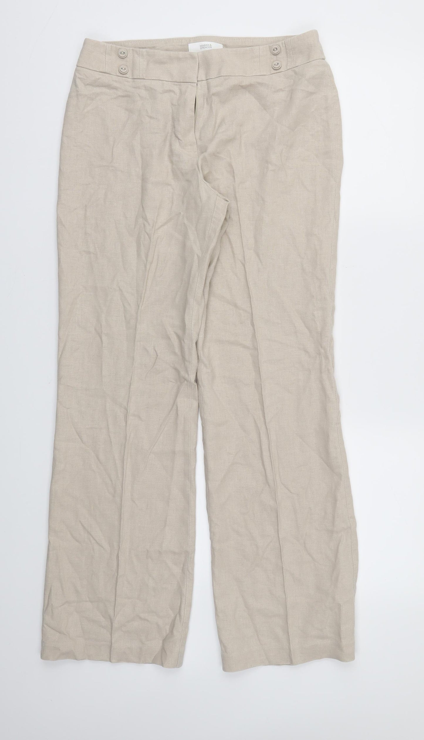 M&S Womens Beige   Trousers  Size 10 L30 in