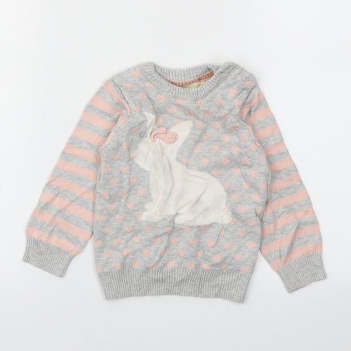 Young Dimension Girls Grey Argyle/Diamond  Pullover Jumper Size 18-24 Months