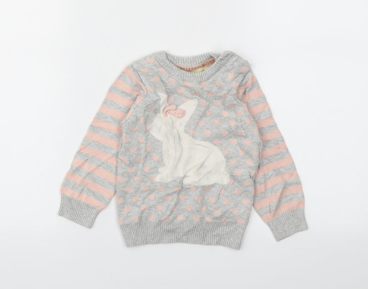 Young Dimension Girls Grey Argyle/Diamond  Pullover Jumper Size 18-24 Months