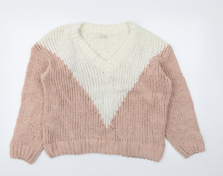 FOREVER 21 Womens Orange Striped  Pullover Jumper Size M