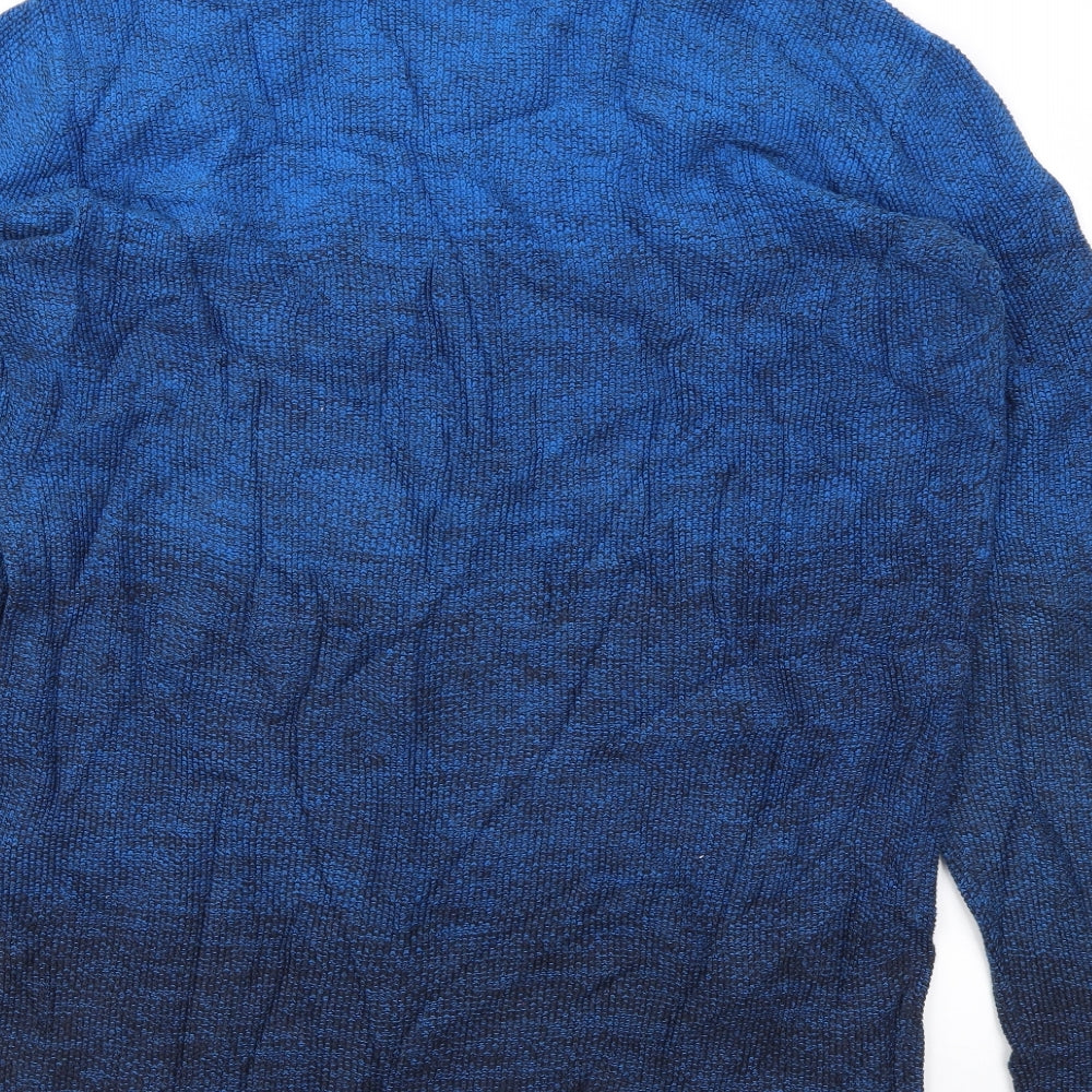 JACK & JONES Mens Blue   Henley Hoodie Size L