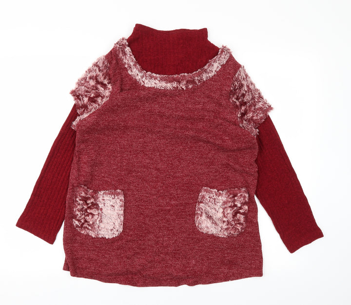 Preworn Womens Red Houndstooth Pullover Sweatshirt Size L
