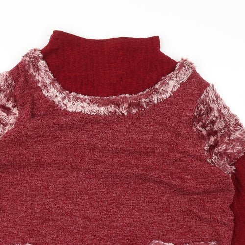 Preworn Womens Red Houndstooth  Pullover Sweatshirt Size L
