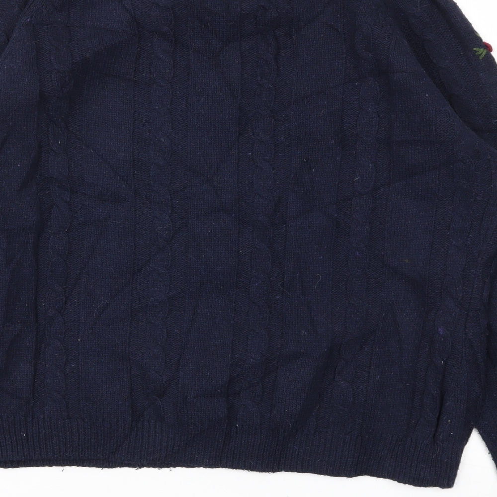 LOVES TRUCK  Womens Blue Floral  Pullover Jumper Size M