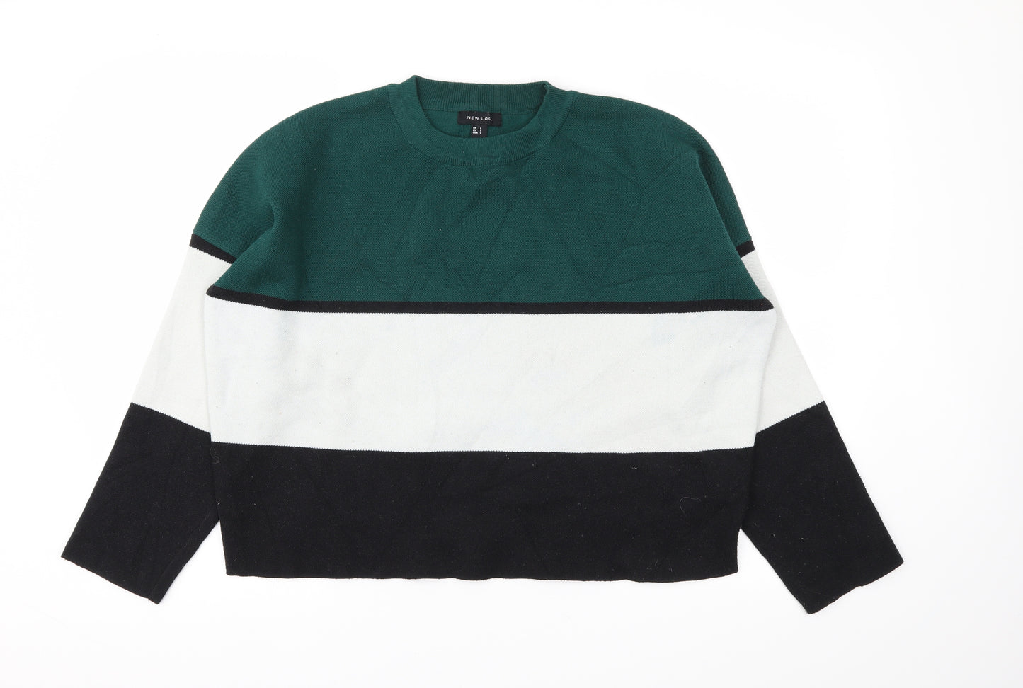 New Look Womens Green Striped  Pullover Jumper Size L