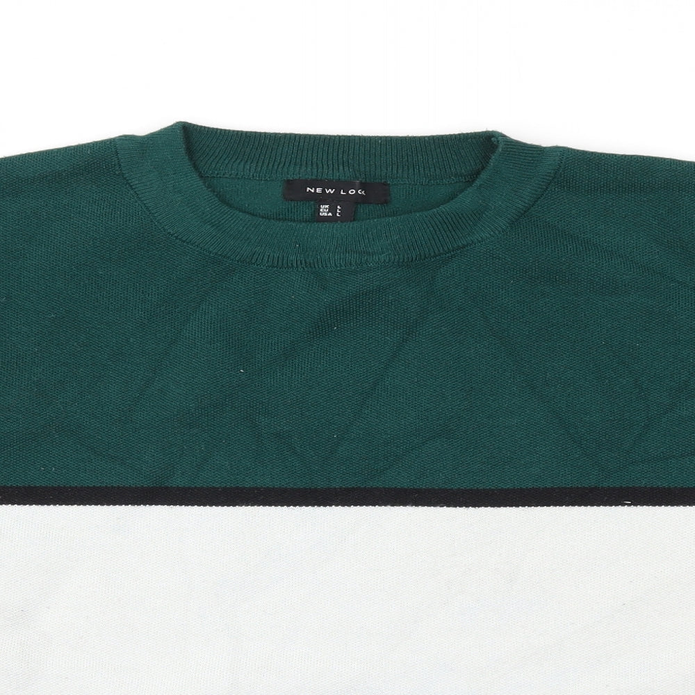 New Look Womens Green Striped  Pullover Jumper Size L