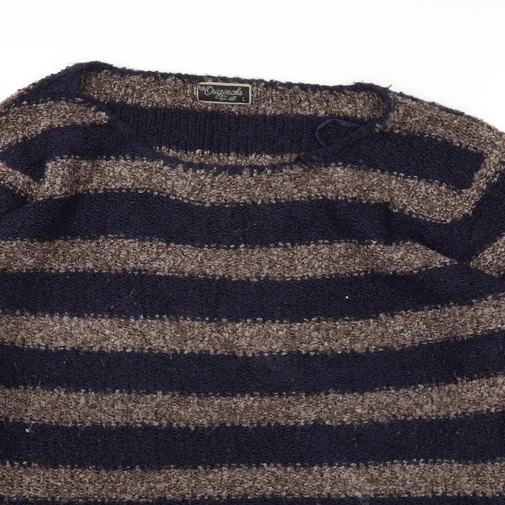ORIGANALS  Womens Blue Striped  Pullover Jumper Size L