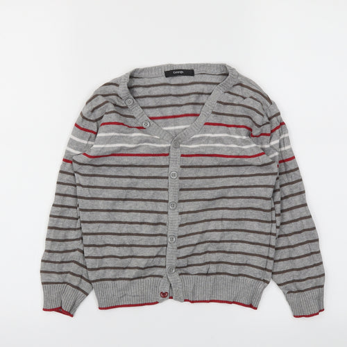 George Girls Grey Striped  Cardigan Jumper Size 4-5 Years