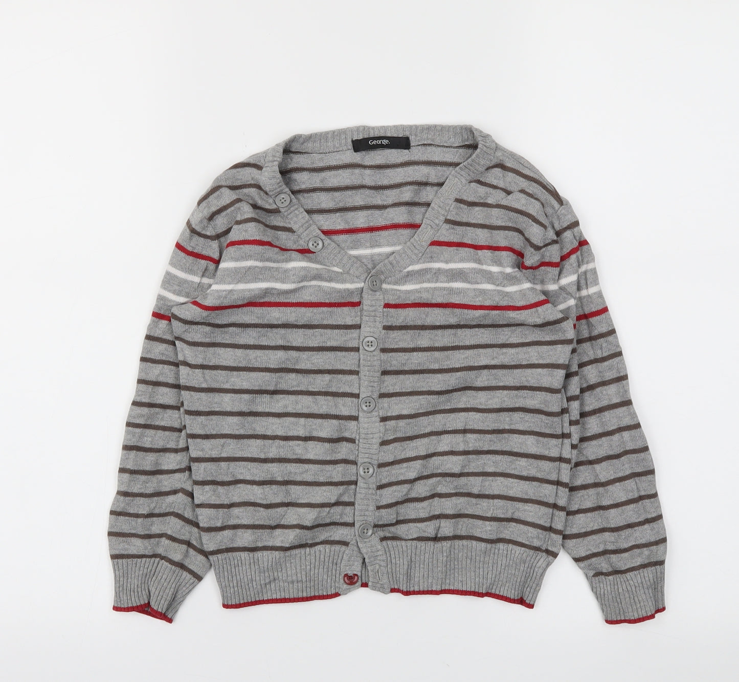 George Girls Grey Striped  Cardigan Jumper Size 4-5 Years
