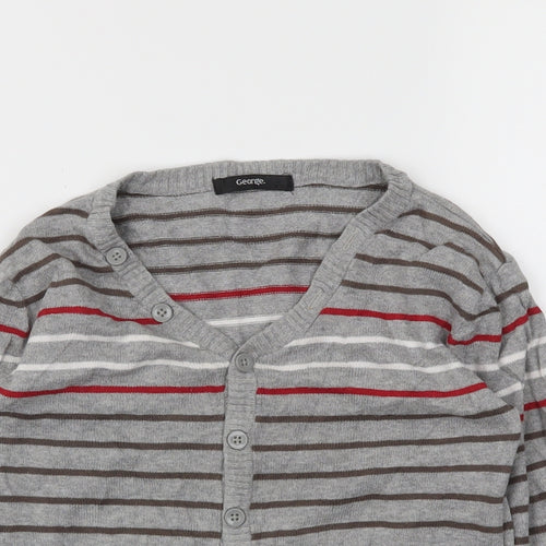 George Girls Grey Striped  Cardigan Jumper Size 4-5 Years