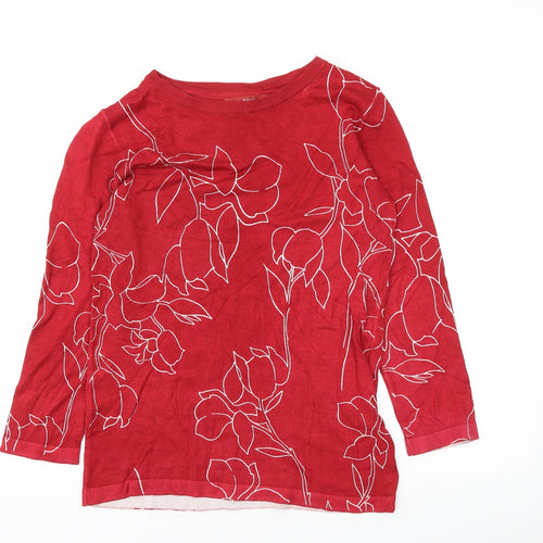 Next  Womens Red Floral  Pullover Jumper Size 8