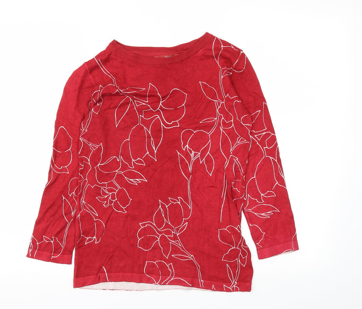 Next  Womens Red Floral  Pullover Jumper Size 8