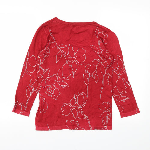 Next  Womens Red Floral  Pullover Jumper Size 8