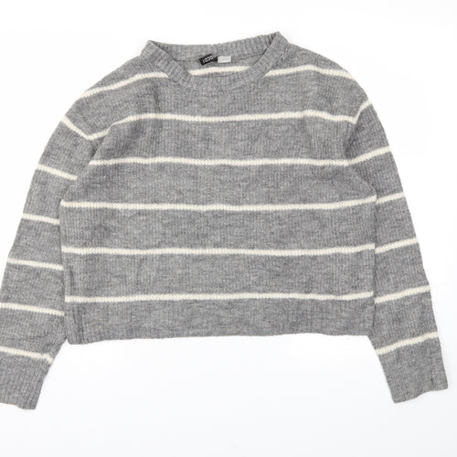 H&M Womens Grey Striped  Pullover Jumper Size S