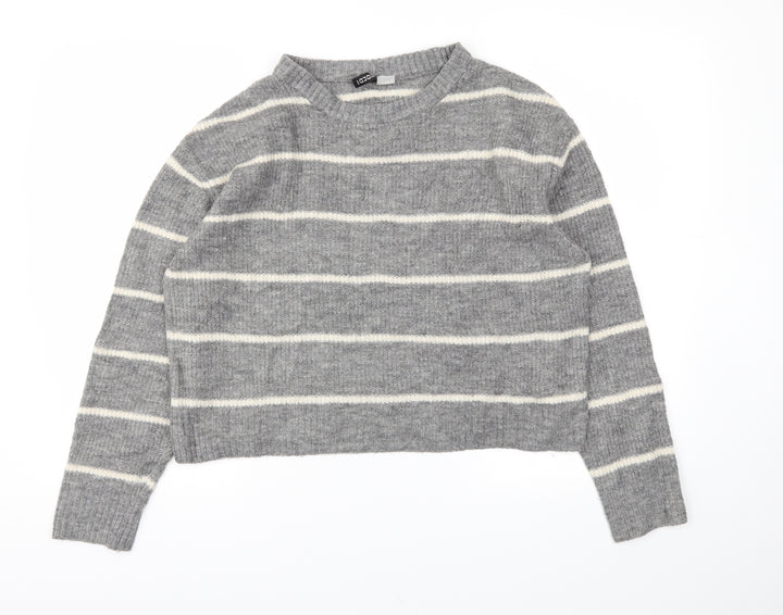 H&M Womens Grey Striped Pullover Jumper Size S