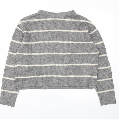 H&M Womens Grey Striped  Pullover Jumper Size S