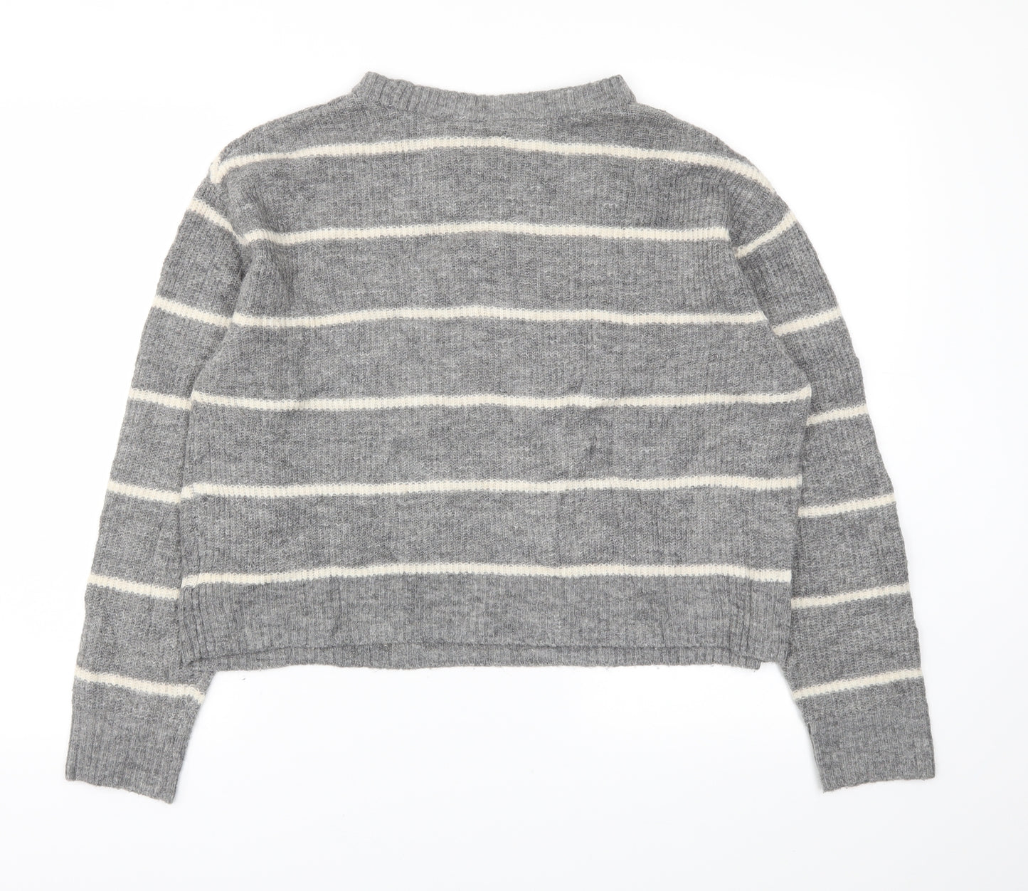 H&M Womens Grey Striped  Pullover Jumper Size S