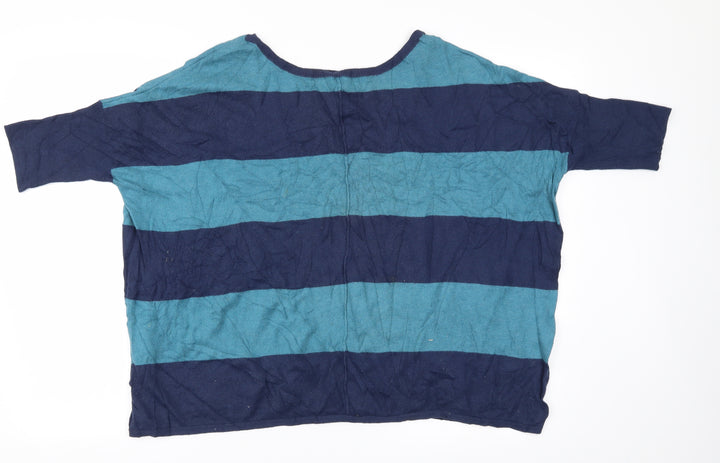 Dorothy Perkins Womens Blue Striped Basic T-Shirt Size 10