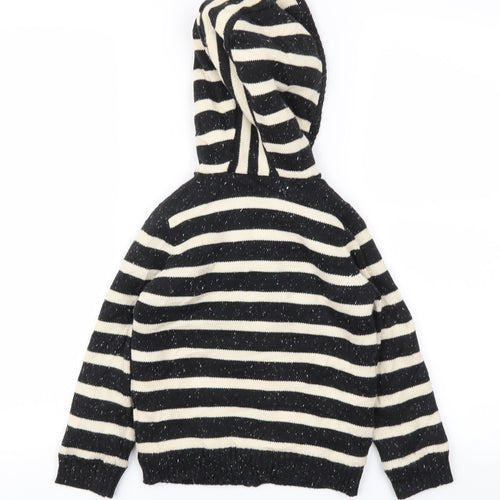 M&S Boys Black Striped  Full Zip Jumper Size 4-5 Years