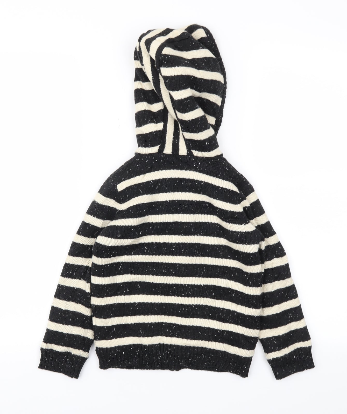 M&S Boys Black Striped  Full Zip Jumper Size 4-5 Years