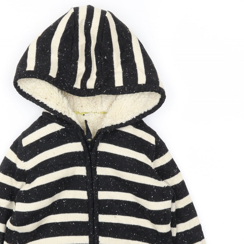 M&S Boys Black Striped  Full Zip Jumper Size 4-5 Years