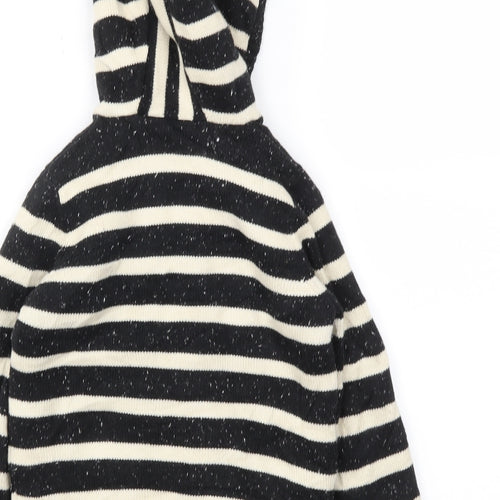 M&S Boys Black Striped  Full Zip Jumper Size 4-5 Years