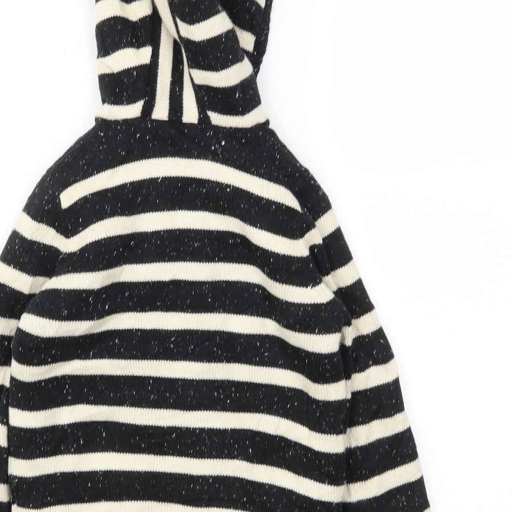 M&S Boys Black Striped  Full Zip Jumper Size 4-5 Years