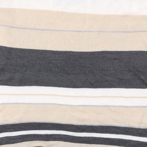 Isle  Womens Ivory Striped  Basic T-Shirt Size M