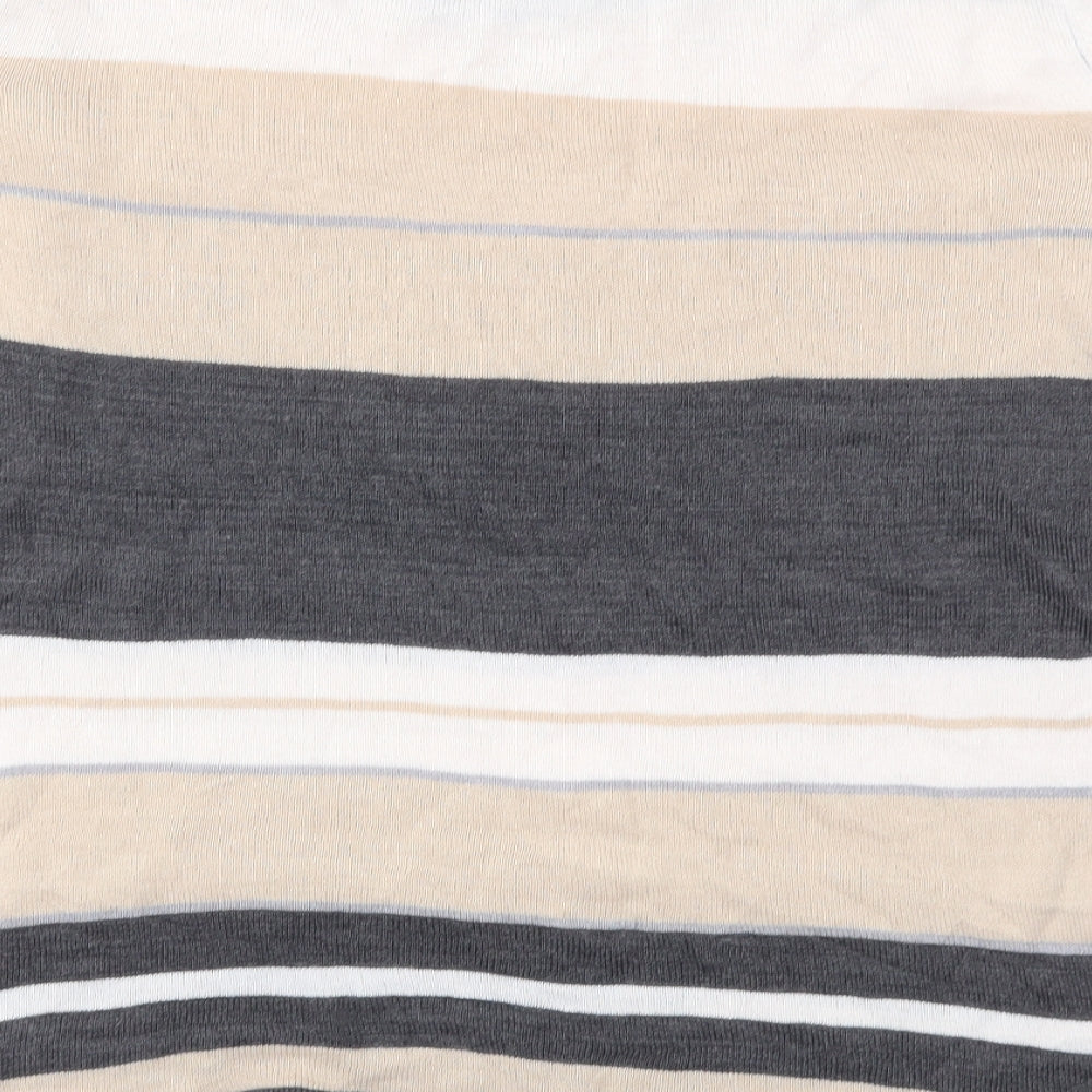 Isle  Womens Ivory Striped  Basic T-Shirt Size M