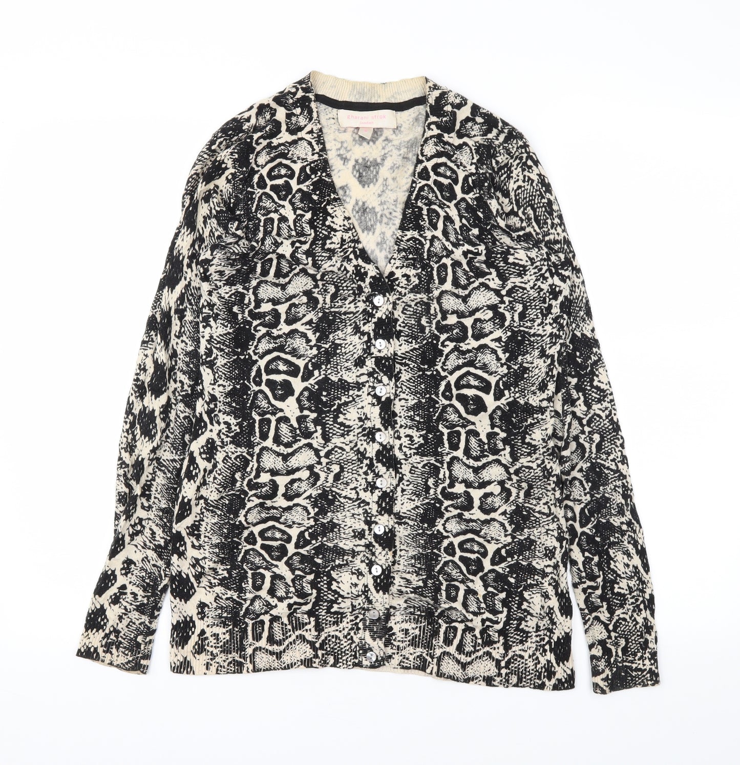 Gharani Strok Womens Black Animal Print  Cardigan Jumper Size S