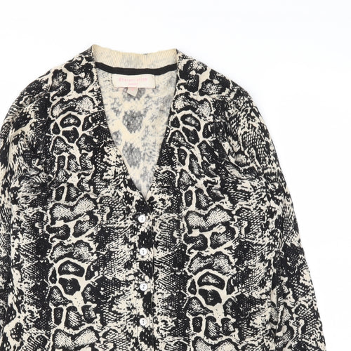 Gharani Strok Womens Black Animal Print  Cardigan Jumper Size S