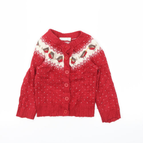 JoJo Maman Bébé  Red   Cardigan Jumper Size 18-24 Months