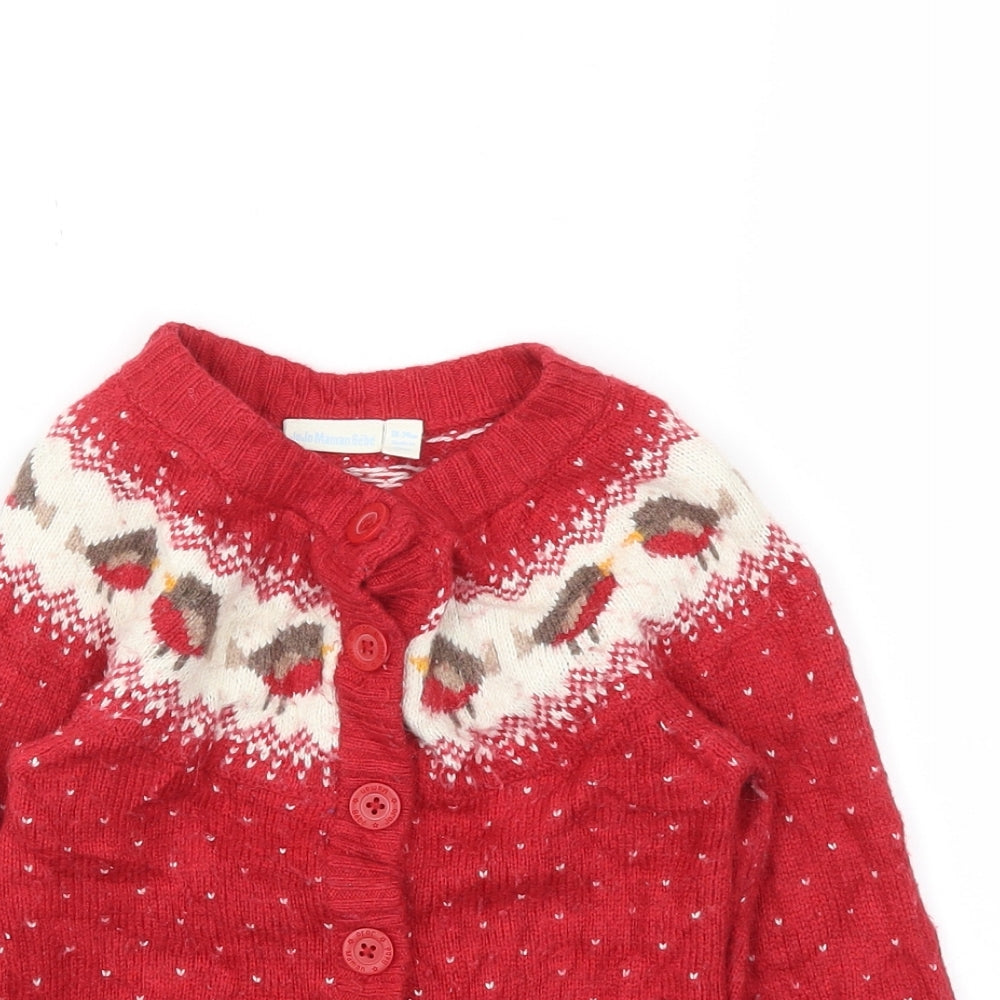 JoJo Maman Bébé  Red   Cardigan Jumper Size 18-24 Months