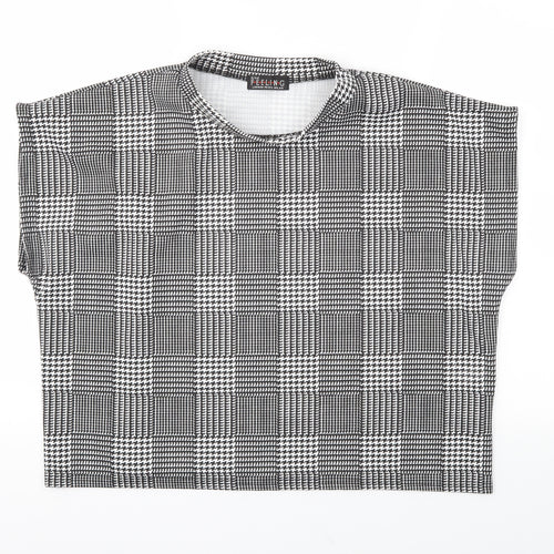feeling  Womens Black Check  Basic T-Shirt Size M