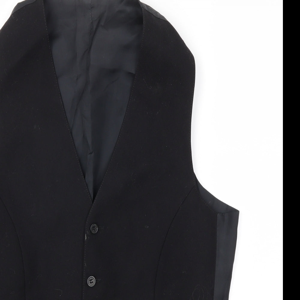 Preworn Mens Black   Jacket Suit Waistcoat Size 36