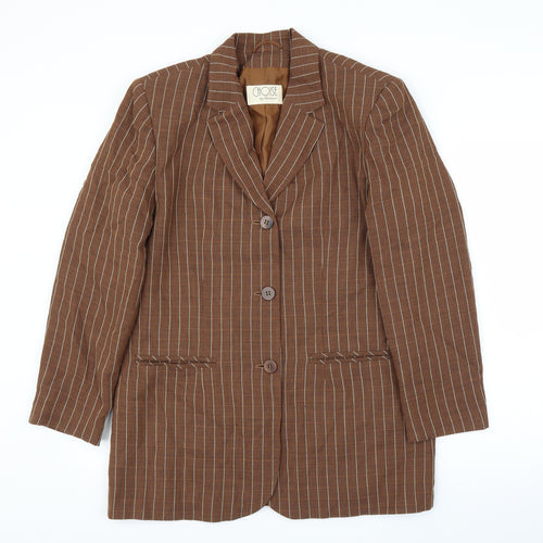 Chose Womens Brown Striped  Jacket Suit Jacket Size 14