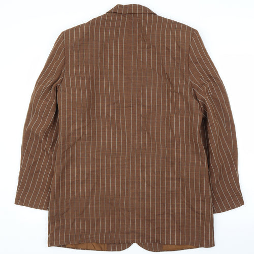 Chose Womens Brown Striped  Jacket Suit Jacket Size 14